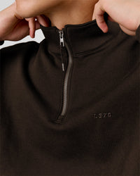 Man wearing Base Quarter Zip Sweater - Ground Coffee | Model:Leandro | Size:M | Thumbnail Index: 4