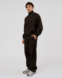 Man wearing Base Quarter Zip Sweater - Ground Coffee | Model:Leandro | Size:M | Thumbnail Index: 7