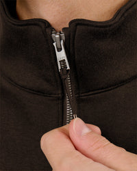 Man wearing Base Quarter Zip Sweater - Ground Coffee | Model:Leandro | Size:M | Thumbnail Index: 12