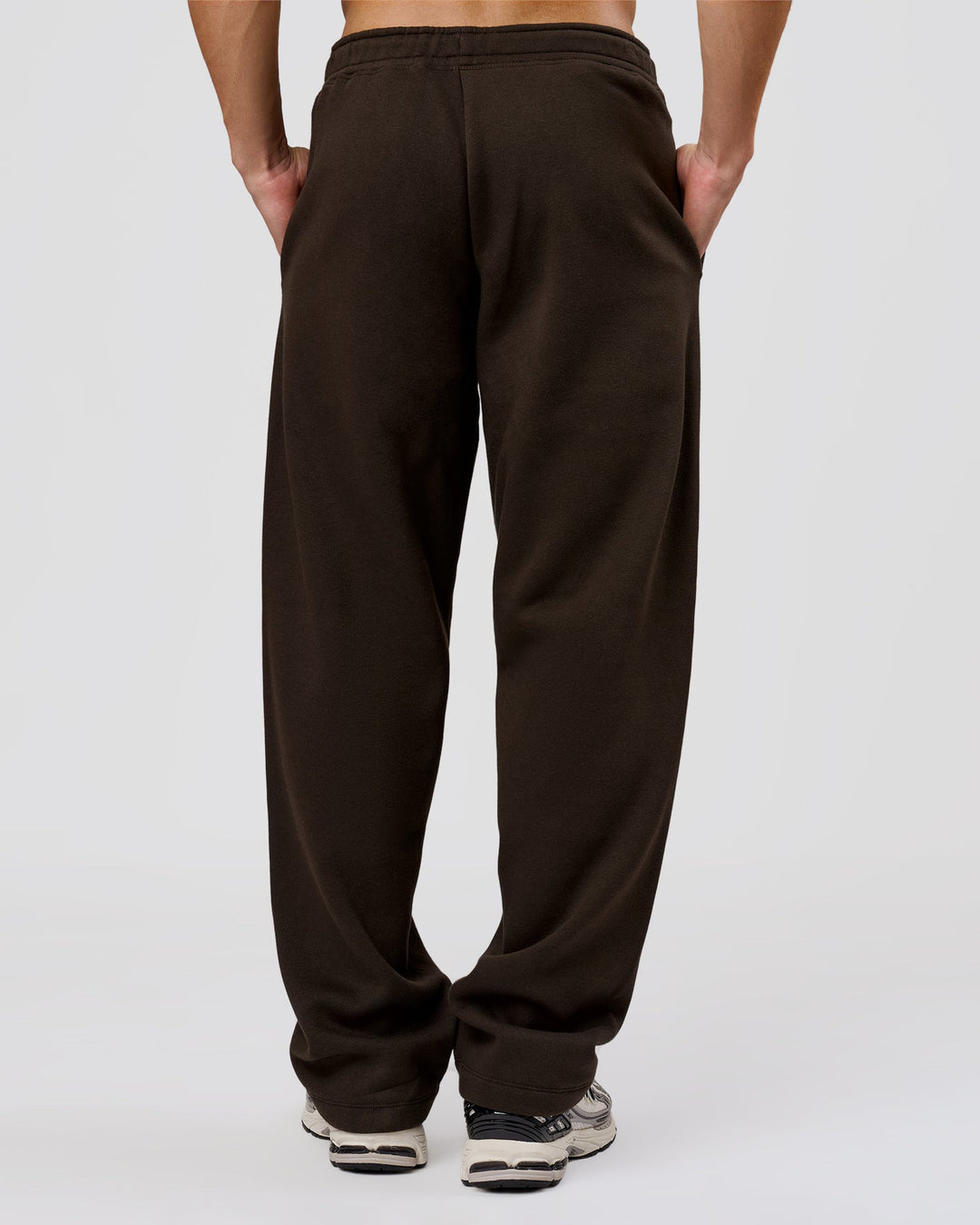 Man wearing Base Wide Leg Track Pant - Ground Coffee | Model:Leandro | Size:M - view 2