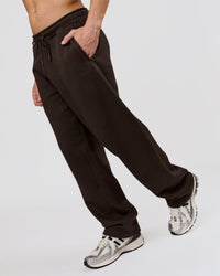 Man wearing Base Wide Leg Track Pant - Ground Coffee | Model:Leandro | Size:M | Thumbnail Index: 2