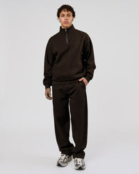 Man wearing Base Wide Leg Track Pant - Ground Coffee | Model:Leandro | Size:M | Thumbnail Index: 4