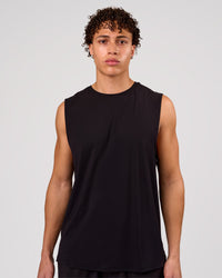 Man wearing Cadence MicroMotion Muscle Tank - Black | Model:Leandro | Size:M | Thumbnail Index: 3