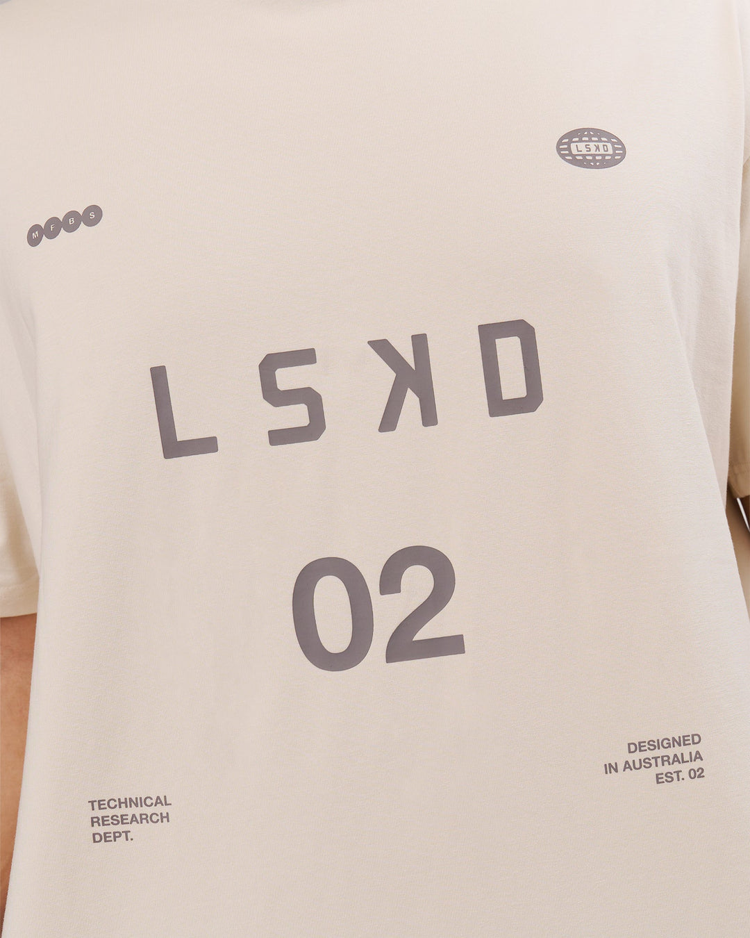 Man wearing Game Plan Heavyweight FLXCotton Oversized Tee - Vanilla Bean | Model:Leandro | Size:M - view 10