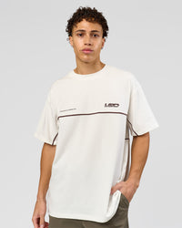 Man wearing Inline Heavyweight FLXCotton Oversized Tee - Off White-Hot Chocolate | Model:Leandro | Size:M | Thumbnail Index: 4