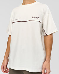 Man wearing Inline Heavyweight FLXCotton Oversized Tee - Off White-Hot Chocolate | Model:Leandro | Size:M | Thumbnail Index: 7
