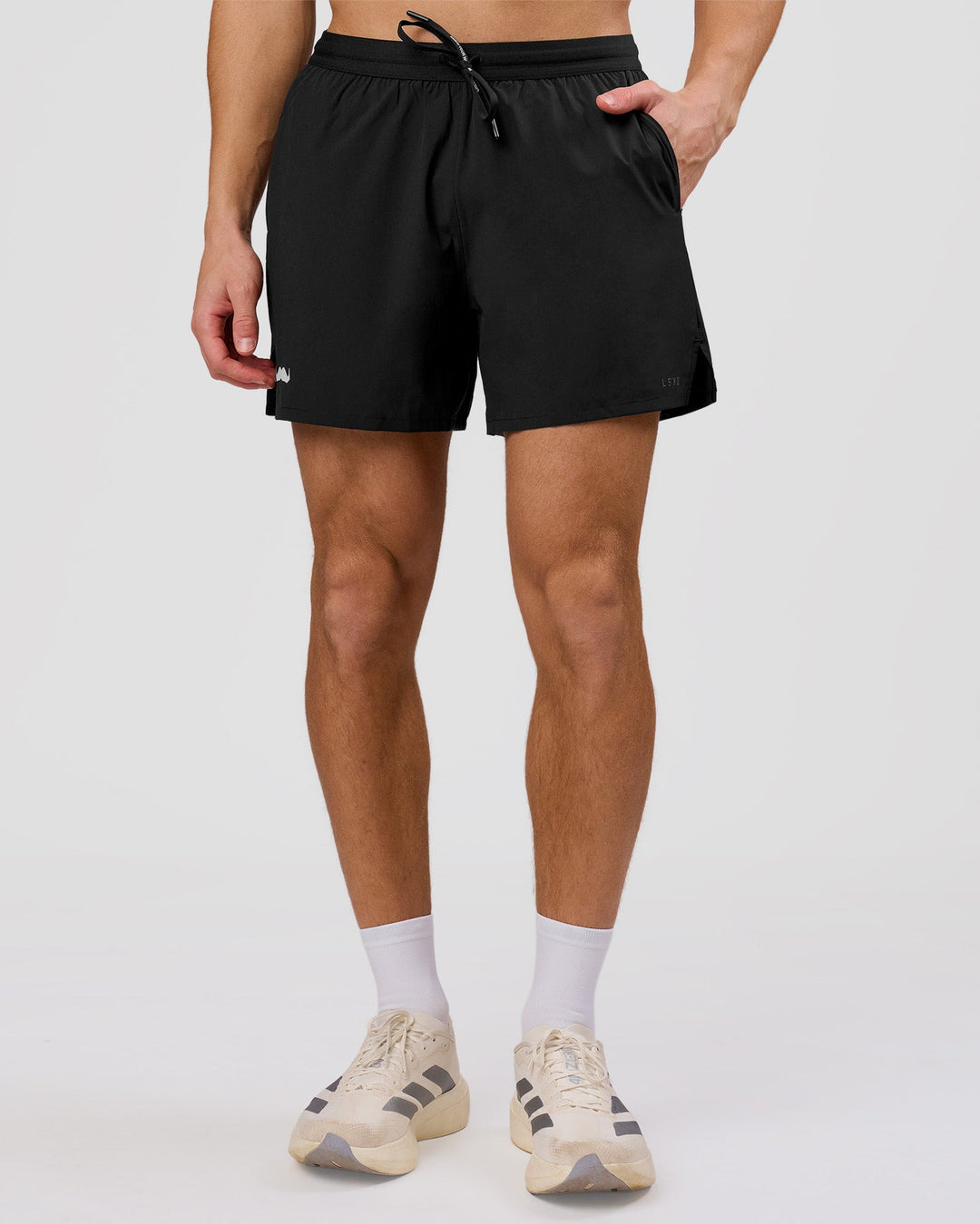 Man wearing Movember x LSKD Pace 5" Lined Running Short - Black | Model:Leandro | Size:M - view 3
