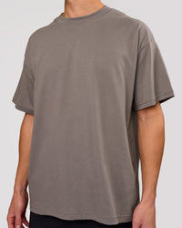 Man wearing Shadow Mark Heavyweight Oversized Tee - Storm Front-Onyx | Model:Leandro | Size:M | Thumbnail Index: 5