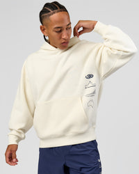 Man wearing Greatest of All Time Heavyweight Oversized Hoodie - Off White | Model:Malebo | Size:M | Thumbnail Index: 14
