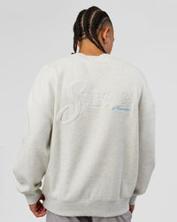 Man wearing Strong is Beautiful Oversized Sweater - Silver Marl | Model:Malebo | Size:M | Thumbnail Index: 1