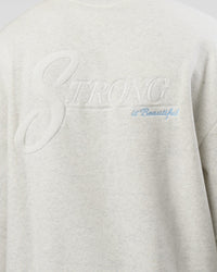 Man wearing Strong is Beautiful Oversized Sweater - Silver Marl | Model:Malebo | Size:M | Thumbnail Index: 8