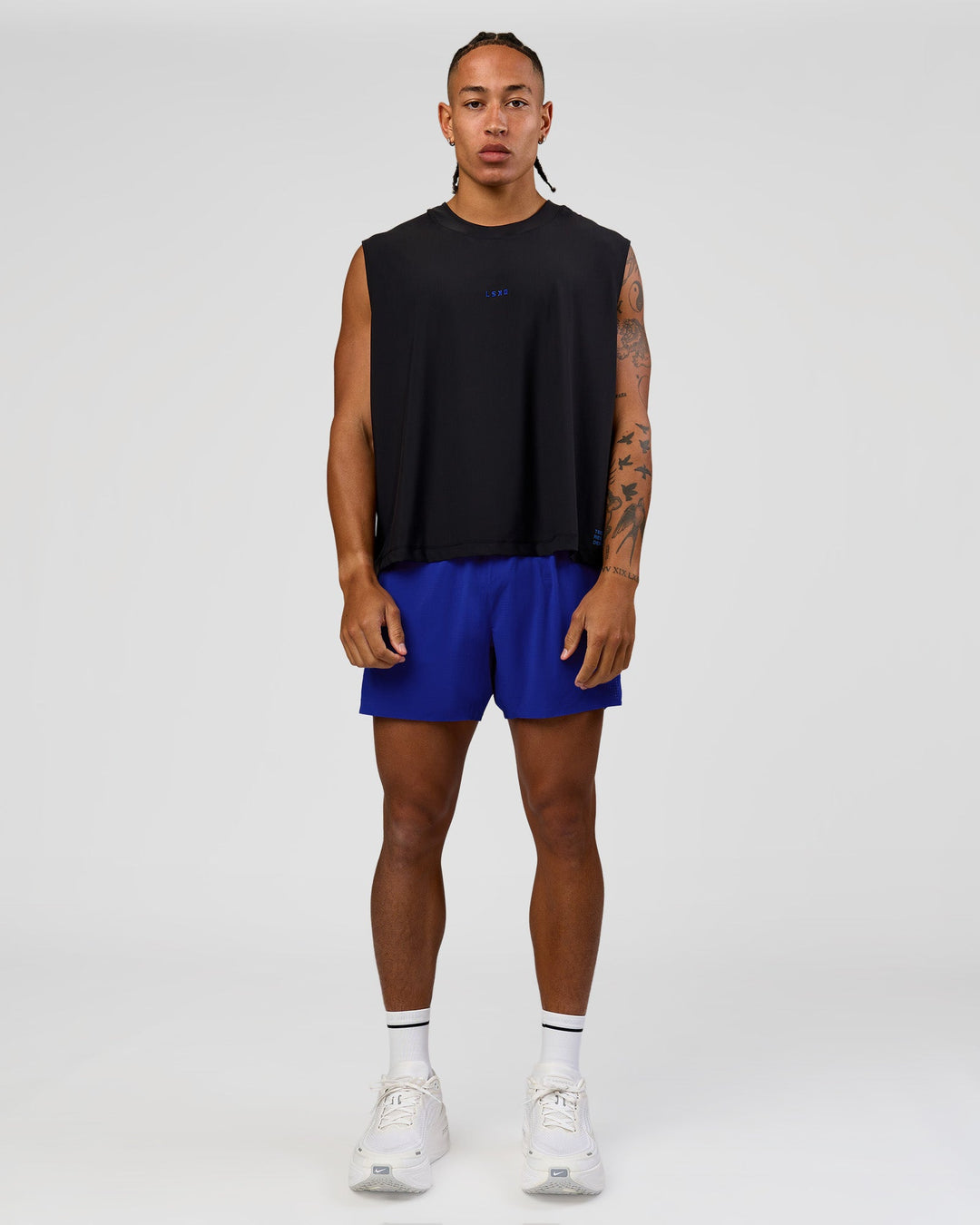 Man wearing UltraAir 5" Lined Performance Short  - Electric Indigo | Model:Malebo | Size:M - view 4