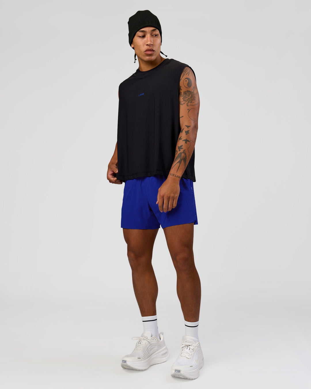 Man wearing UltraAir 5" Lined Performance Short  - Electric Indigo | Model:Malebo | Size:M - view 6