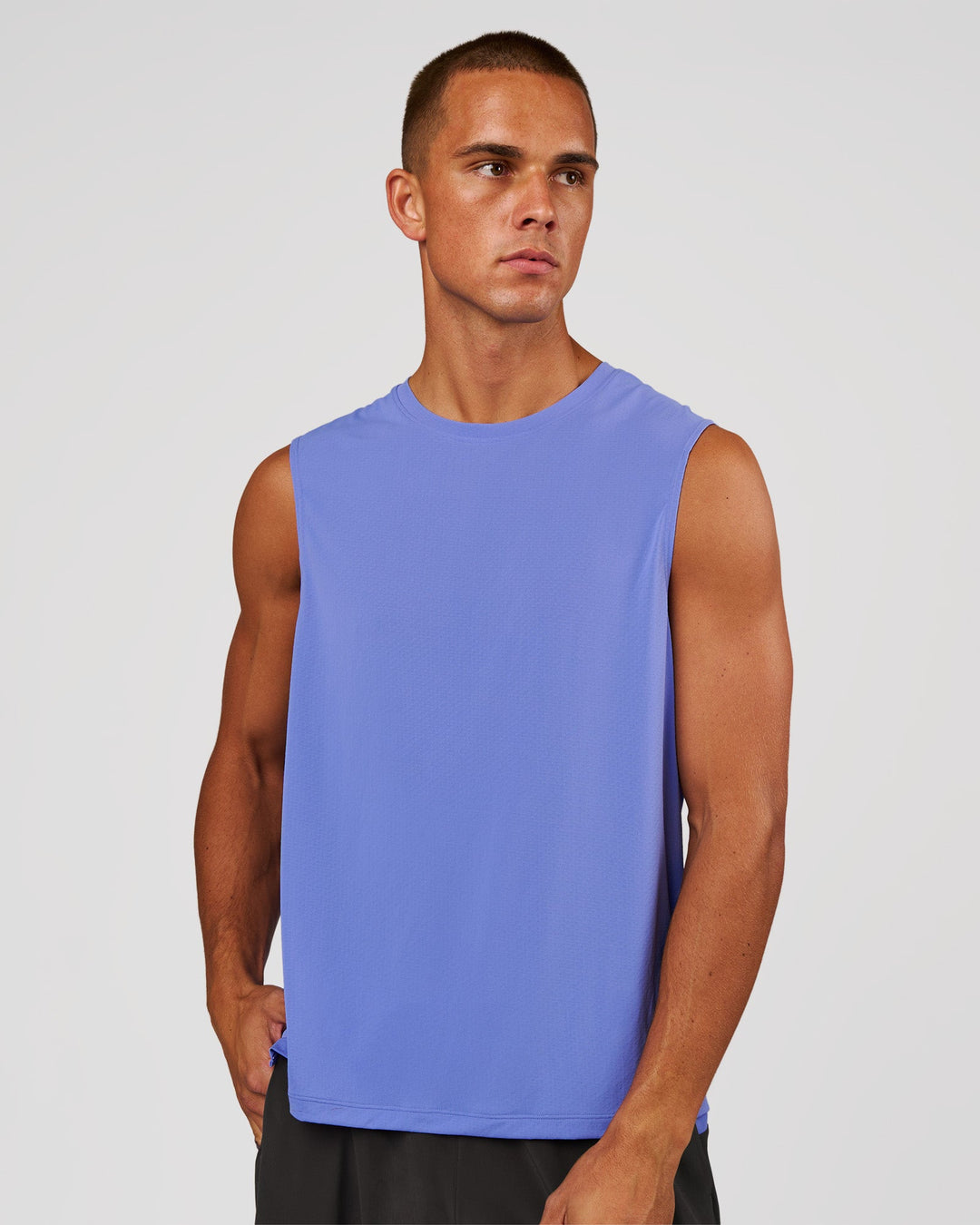 Man wearing Rep Muscle Training Tank - Bluebell | Model:Rep | Size:M - view 1