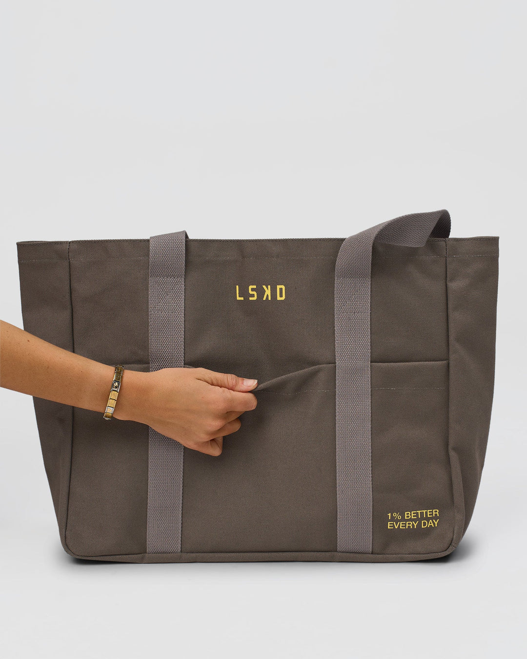 Studio image of Everywhere Canvas Tote - Walnut Grey-Lemon - view 2