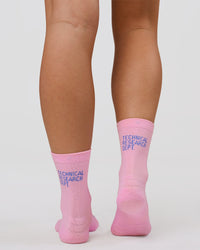 Studio image of Hype Performance Quarter Socks - Pink Rose-Bluebell | Thumbnail Index: 1