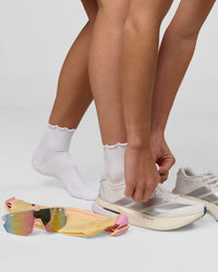 Studio image of Performance Frill Quarter Sock - White-White | Thumbnail Index: 1