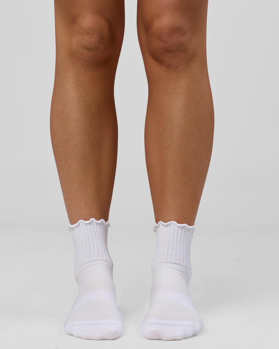 Studio image of Performance Frill Quarter Sock - White-White - view 4