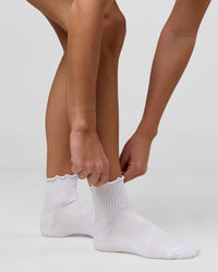 Studio image of Performance Frill Quarter Sock - White-White | Thumbnail Index: 4