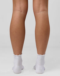 Studio image of Performance Frill Quarter Sock - White-White | Thumbnail Index: 5