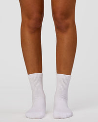Studio image of Strong is Beautiful Quarter Socks - White-Open Air | Thumbnail Index: 6