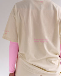 Woman wearing Bree Heavyweight Oversized Tee - Vanilla Bean | Model:Bree | Size:M | Thumbnail Index: 7