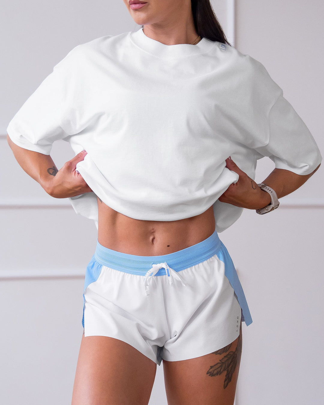 Woman wearing Strong is Beautiful Heavyweight Oversized Tee - White | Model:Charlotte | Size:M - view 11
