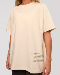 Woman wearing Block Heavyweight Oversized Tee  - Vanilla Bean | Model:Amity | Size:S | Thumbnail Index: 5
