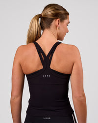 Woman wearing Flame Ribbed Regular Length Tank - Black | Model: Amity | Size: S | Thumbnail Index: 6