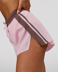 Woman wearing Accelerate 3" Force High-Rise Running Short - Marshmallow-Cocoa Powder | Model:Bianca | Size:S | Thumbnail Index: 4