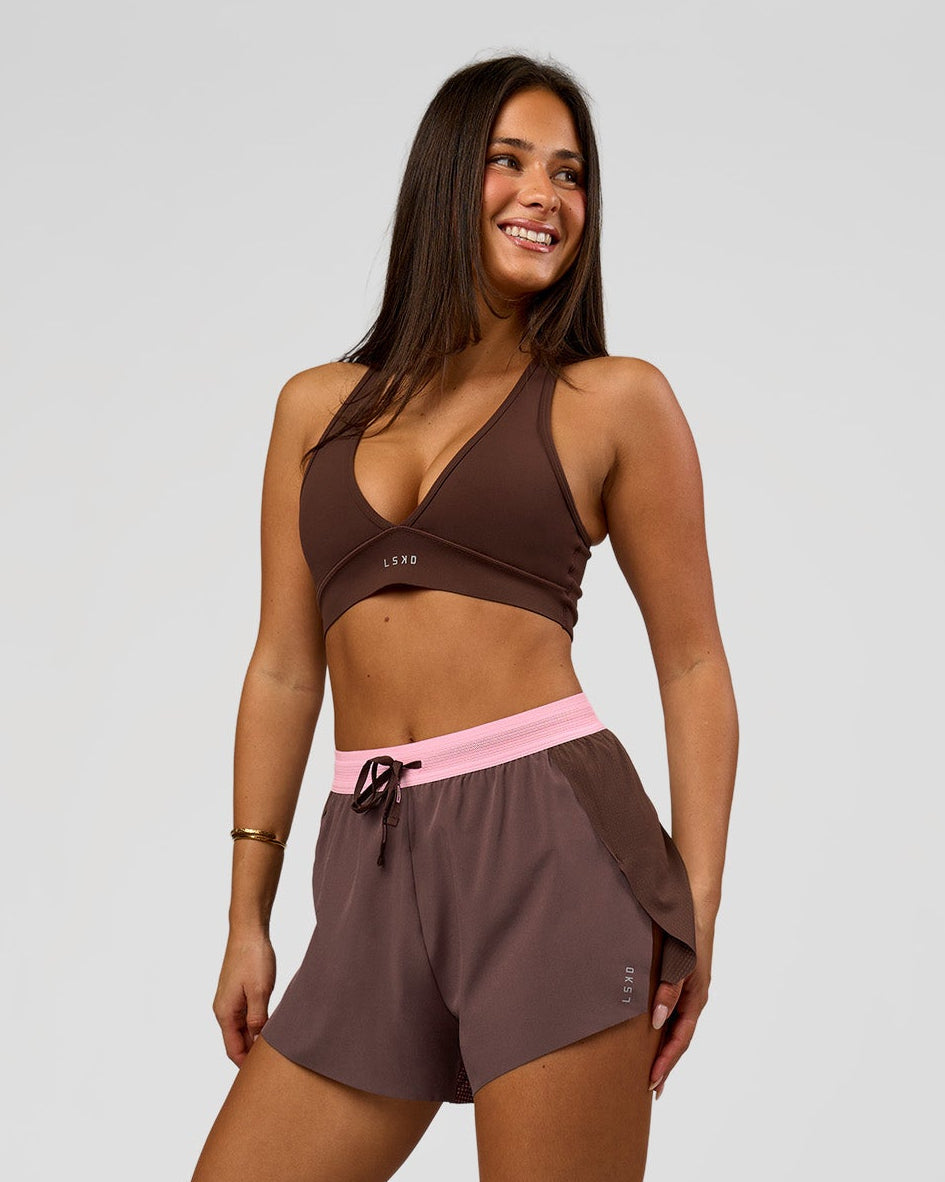 Woman wearing Accelerate 3" High-Rise Running Short - Neapolitan | Model:Bianca | Size:S - view 1