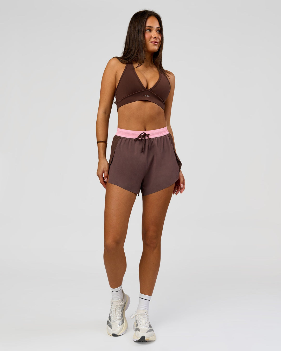 Woman wearing Accelerate 3" High-Rise Running Short - Neapolitan | Model:Bianca | Size:S - view 7