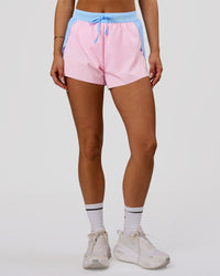 Woman wearing Accelerate 3" High-Rise Running Short - Open Air-Marshmallow | Model:Bianca | Size:S | Thumbnail Index: 3