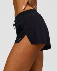 Woman wearing Accelerate 3" Mid-Rise Running Short - Black | Model:Bianca | Size:S | Thumbnail Index: 6