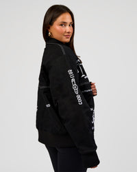 Woman wearing Andrew J. Steel x LSKD Bomber Jacket - Black | Model:Bianca | Size:S | Thumbnail Index: 7
