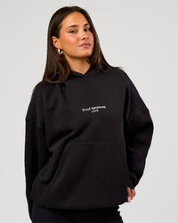 Woman wearing Andrew J. Steel x LSKD Boxy Hoodie - Black | Model:Bianca | Size:S | Thumbnail Index: 2