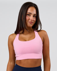 Woman wearing Flow Long Line Sports Bra - Pink Rose | Model:Bianca | Size:S | Thumbnail Index: 2