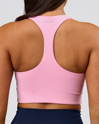 Woman wearing Flow Long Line Sports Bra - Pink Rose | Model:Bianca | Size:S | Thumbnail Index: 4