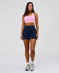 Woman wearing Flow Long Line Sports Bra - Pink Rose | Model:Bianca | Size:S | Thumbnail Index: 6