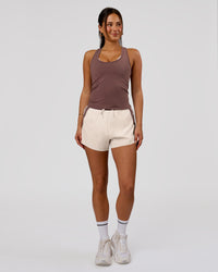 Woman wearing Flow Rep Scoop Neck Tank - Cocoa Powder | Model:Bianca | Size:S | Thumbnail Index: 5