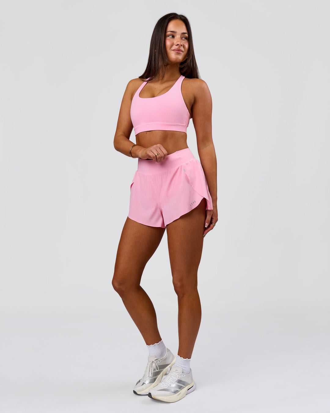 Woman wearing Flow Sports Bra - Pink Rose | Model:Bianca | Size:S - view 8