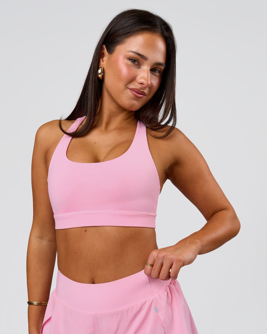 Woman wearing Flow Sports Bra - Pink Rose | Model:Bianca | Size:S - view 13