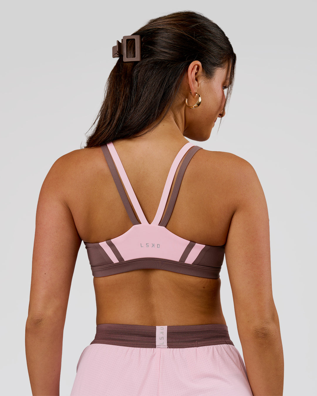 Woman wearing Force Sports Bra - Marshmallow-Cocoa Powder | Model:Bianca | Size:S - view 4