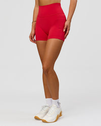 Woman wearing Fusion Ultra High-Rise 4" Short Pockets - Scarlet | Model:Bianca | Size:S | Thumbnail Index: 8