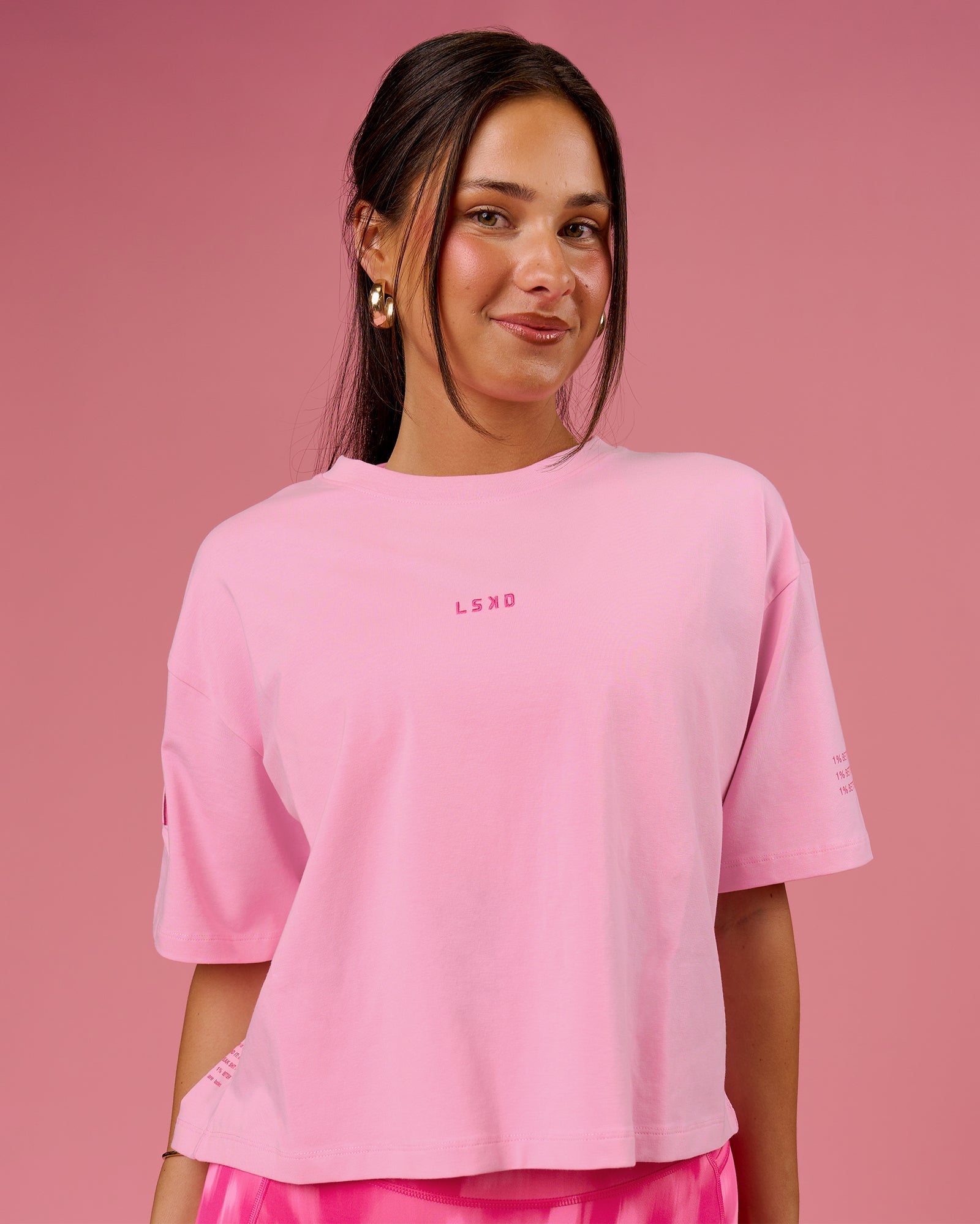未使用 The Pinker Tones,The Pink Connection Go-To Heavyweight FLXCotton Graphic Skimmer Tee - Pink Rose-We