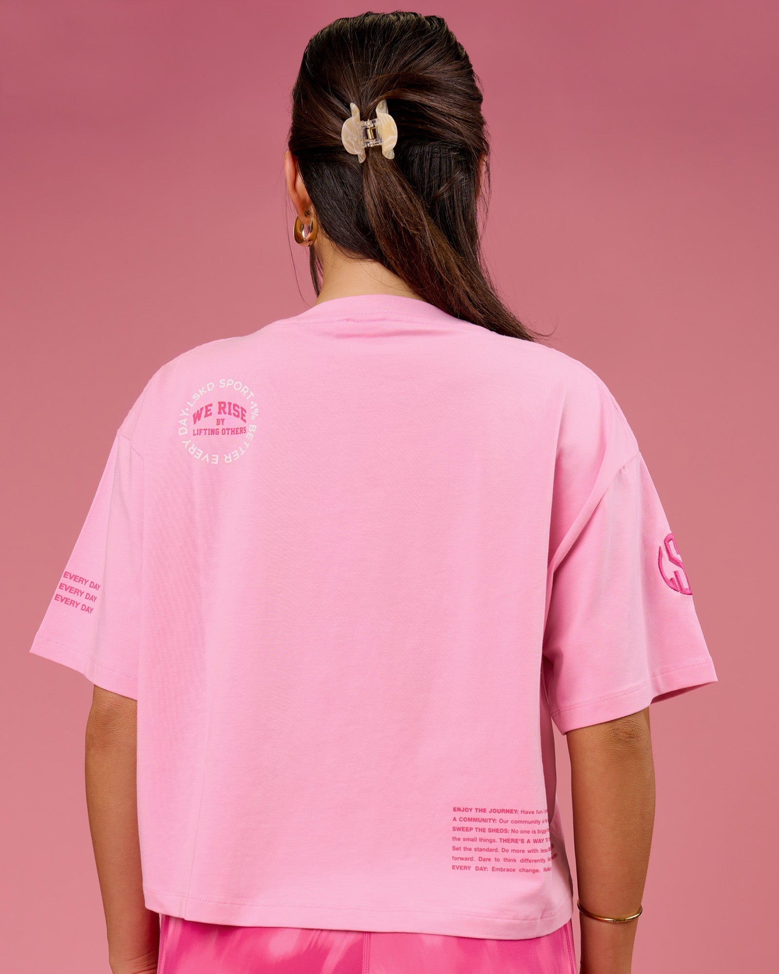 Go-To Heavyweight FLXCotton Graphic Skimmer Tee - Pink Rose-We