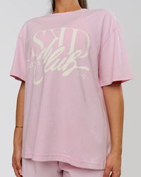 Woman wearing LSKD Fitness Club Heavyweight Oversized Tee - Marshmallow-Off White | Model:Bianca | Size:S | Thumbnail Index: 1