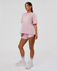 Woman wearing LSKD Fitness Club Heavyweight Oversized Tee - Marshmallow-Off White | Model:Bianca | Size:S | Thumbnail Index: 5