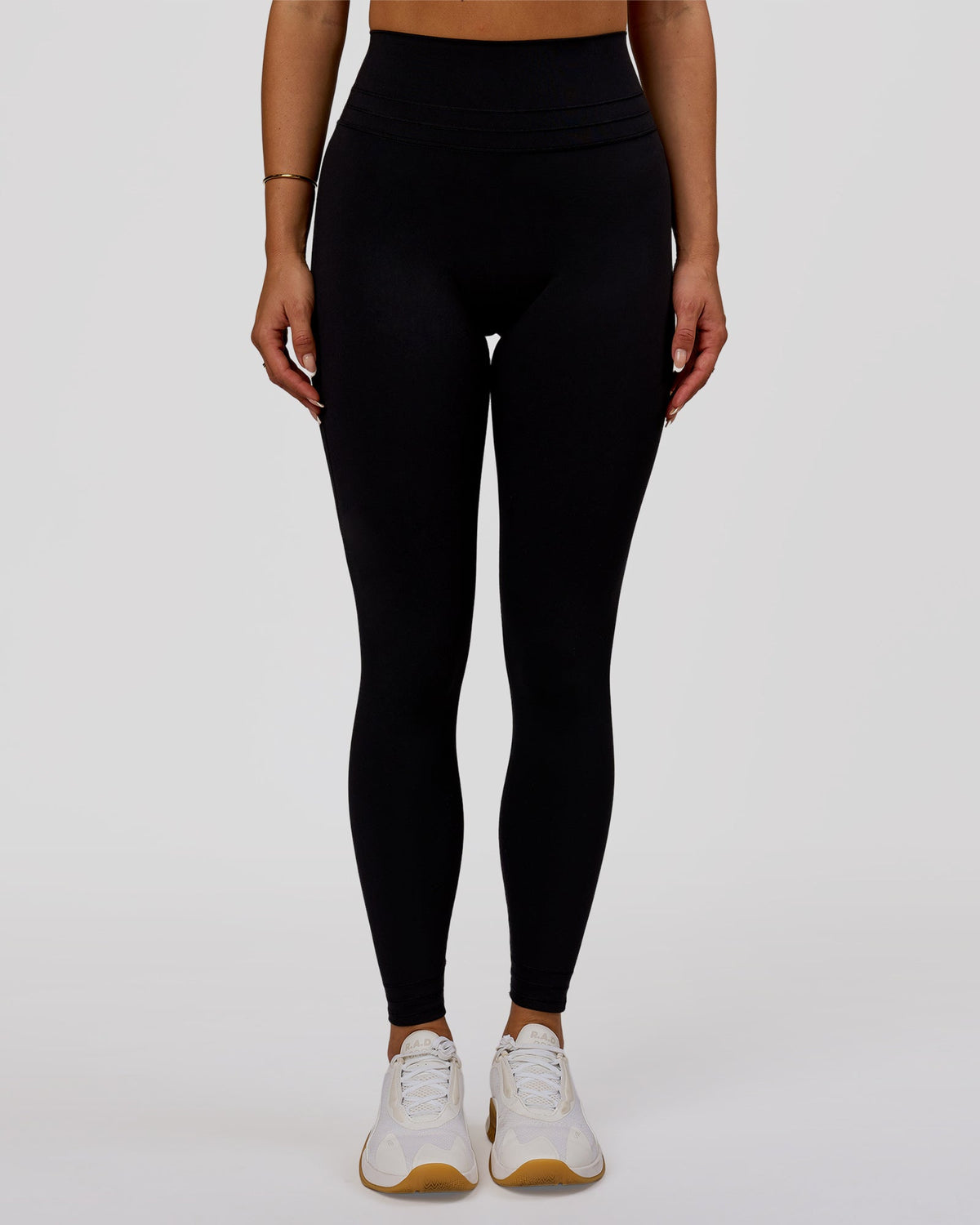 Woman wearing Luxe V-Contour High-Rise Full Length Legging - Black | Model:Bianca | Size:S - view 1