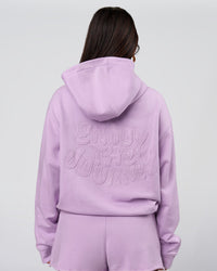 Woman wearing MVP Elite French Terry Hoodie - Pale Lilac | Model:Bianca | Size:S | Thumbnail Index: 2